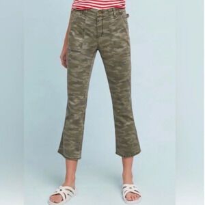 Anthropologie  Cropped Camo Flare Utility Pants Size 27